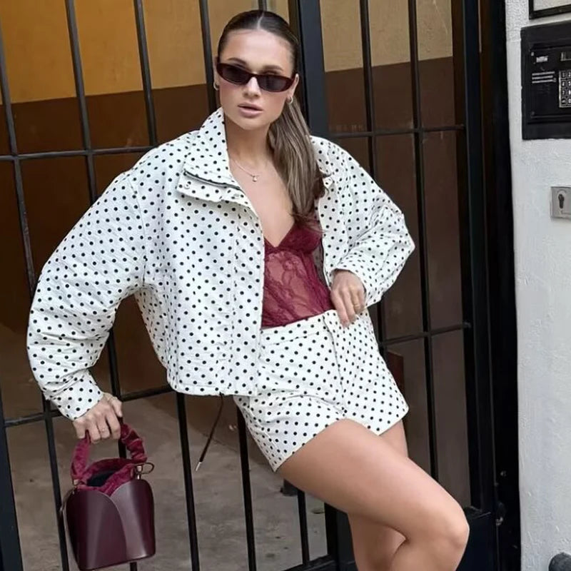 HXAO Polka Dot Bomber Jacket